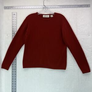 Orvis 100% Cashmere Long Sleeve Knit Sweater Burnt Orange Rust Size XS Quiet Lux